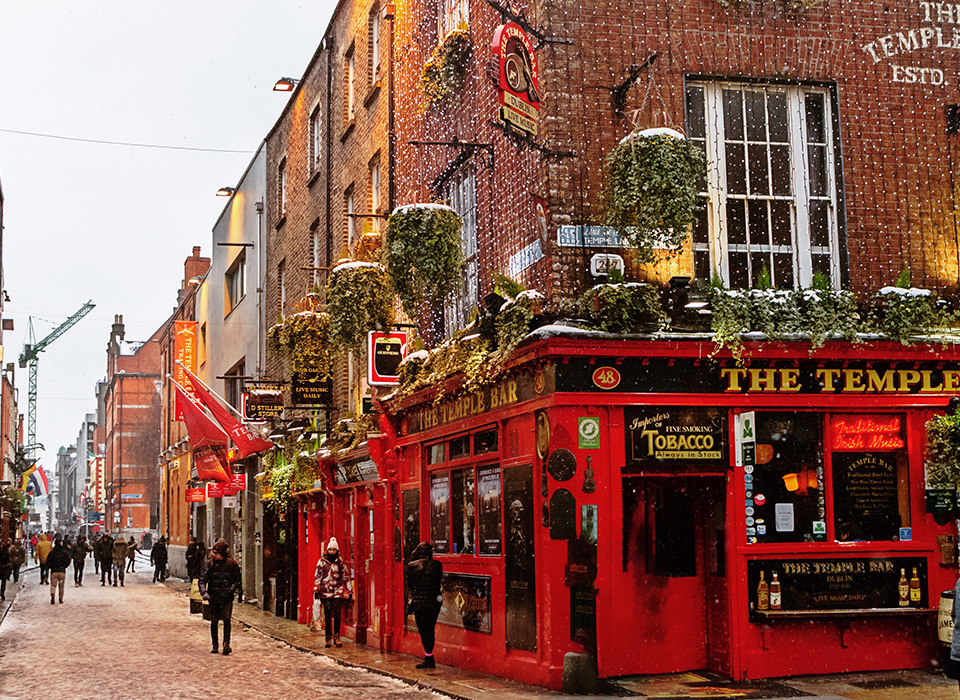 Temple Bar pub and street shot